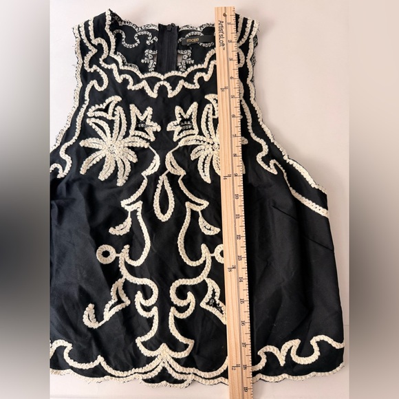 MAJE Lalmeraie Black Cotton Top Palm Tree Embroidery - Picture 5 of 6